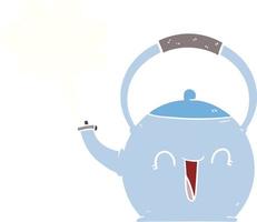 flat color style cartoon boiling kettle vector