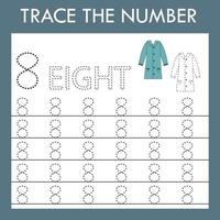 Number training write and count numbers. Exercises handwriting practice vector