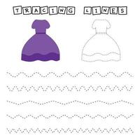 Trace line worksheet with fishes for kids, practicing fine motor skills.  Educational game for preschool children. vector