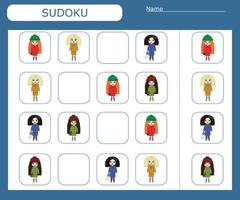 Kids  sudoku mosaic. Magic square. Logic puzzle game. Vector illustration