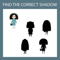 encuentra la sombra correcta con juguetes coloridos. juego educativo para niños. vector