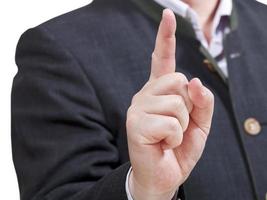hombre de negocios señalando con el dedo índice - gesto de la mano foto