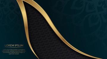 luxury background, dark green and black, with gold border vector