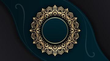 simple background, dark green and black, with mandala gold vector