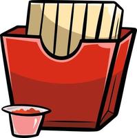 fried potato sticks with sauce illustration vector