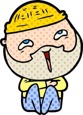 cartoon happy bearded man