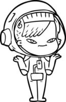 caricatura, astronauta, mujer vector