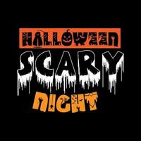 letras de tipografía de noche de miedo de halloween para camiseta vector