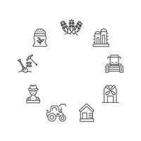 conjunto de iconos de granja y agricultura. elementos de vector de símbolo de paquete de granja y agricultura para web de infografía