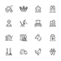 conjunto de iconos de granja y agricultura. elementos de vector de símbolo de paquete de granja y agricultura para web de infografía