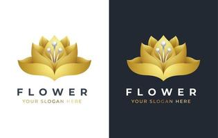 luxury lotus flower beauty spa logo design vector