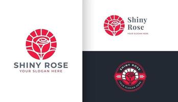 Red Rose flower Logo design In white and black background vector