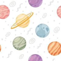 Pattern of Solar system with planets and elements vector