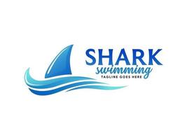 plantilla de logotipo de natación de tiburones vector