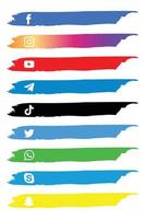 Hand Drawn Social Media Popular Icon Collection. Facebook, Youtube, TikTok, Telegram, WhatsApp, Skyp