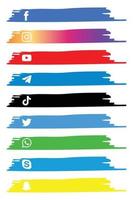 Hand Drawn Social Media Popular Icon Collection. Facebook, Youtube, TikTok, Telegram, WhatsApp, Skyp