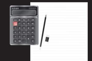 Electronic calculator with shadow in flat style. vector illustration.