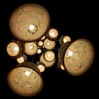 group of lamps on the black background photo