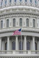Washington DC Capital detail with american flag photo