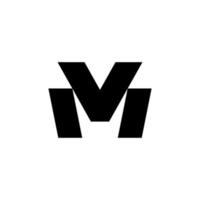 plantilla de diseño de logotipo de letra m negra simple m o mv sobre fondo blanco. Apto para cualquier marca. vector