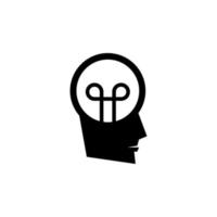 Head and light bulb logo icon on white background vector