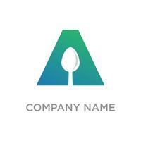 Letter A spoon logo design template on white background. suitable for restaurant logo or etc. vector