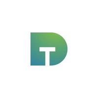 Simple gradient letter DT or TD logo design vector