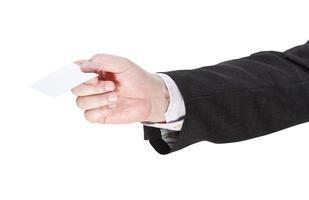 blank business card in salesman hand photo