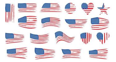 Collection of american flags vector