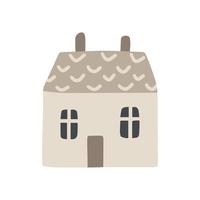 Single hand drawn Xmas house. Vector illustration for greeting cards, posters, stickers and seasonal design.