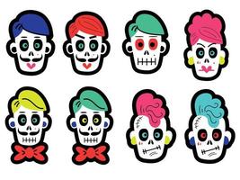 Set of funny skulls. vector