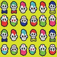 Seamless pattern with colorful  sugar funny skulls. vector