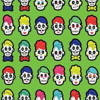 Seamless pattern with colorful  sugar funny skulls. vector