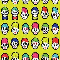 Seamless pattern with colorful  sugar funny skulls. vector