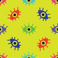 Seamless pattern of multicolored abstract eyes vector