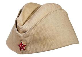 military field cap with soviet red star isolated photo