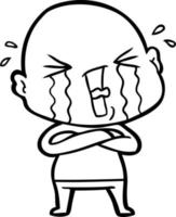 cartoon crying bald man vector
