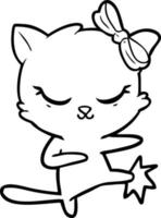 cute cartoon cat with bow vector