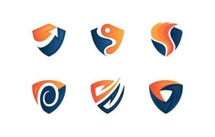 Abstract Shiny Logo Shield Set vector