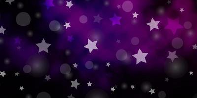 Dark Purple vector template with circles, stars.