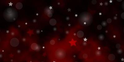 Dark Red vector template with circles, stars.