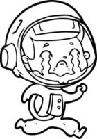 astronauta llorando de dibujos animados vector