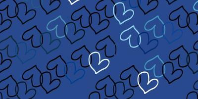 Light BLUE vector template with doodle hearts.