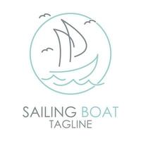 simple Sailing boat logo, Daily cruises, sea travel, vector logo-icon