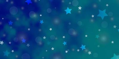 Light BLUE vector template with circles, stars.