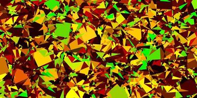 textura de vector verde oscuro, amarillo con triángulos al azar.