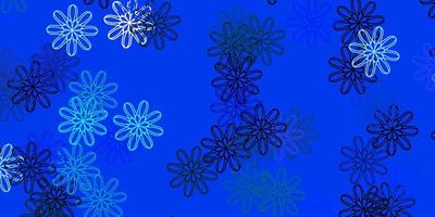 Fondo de doodle de vector azul claro con flores.