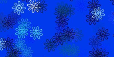Light BLUE vector doodle background with flowers.