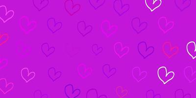 Light Multicolor vector template with doodle hearts.