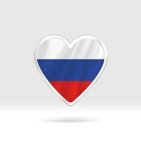 Heart from Russia flag. Silver button heart and flag template. Easy editing and vector in groups. National flag vector illustration on white background.